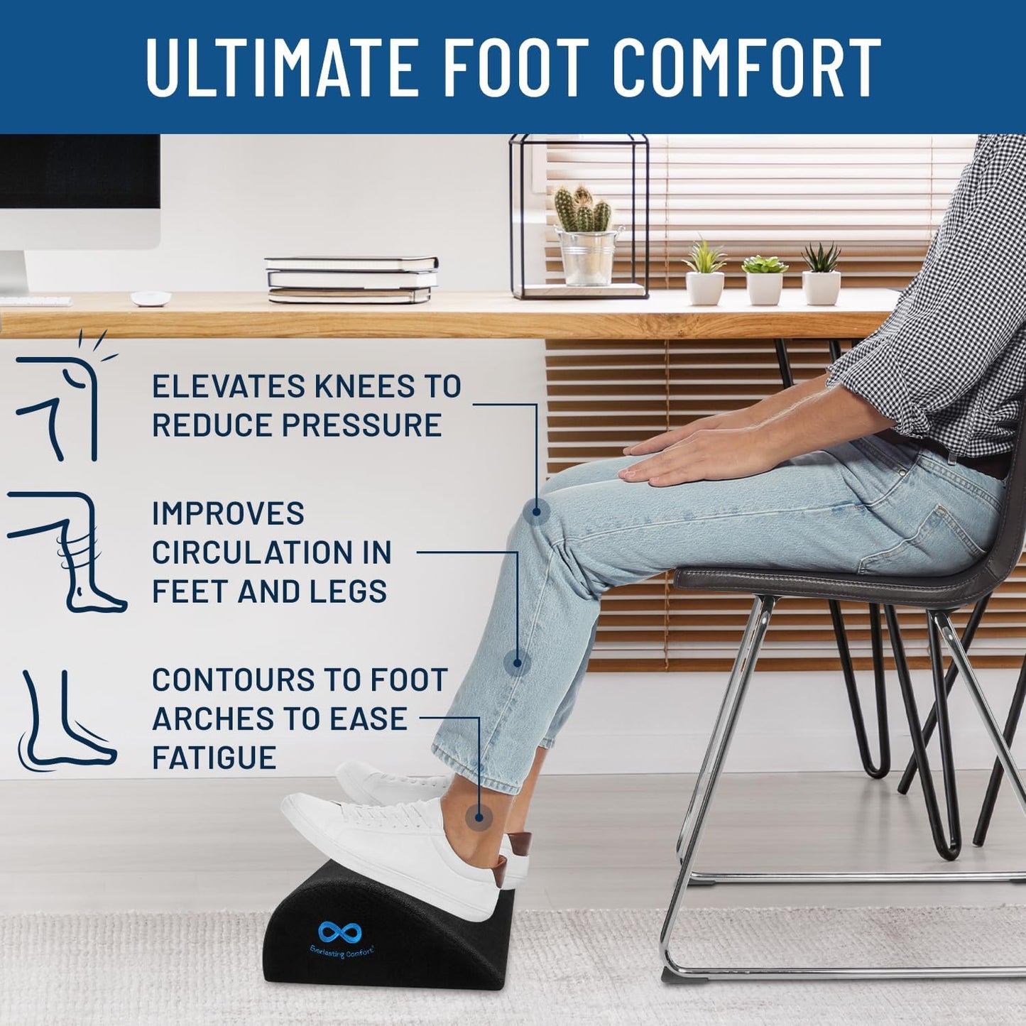 Memory Foam Foot Rest under Desk - Ergonomic Office Foot Stool, Ideal Office Accessory for Foot Support, Repose Pied Bureau