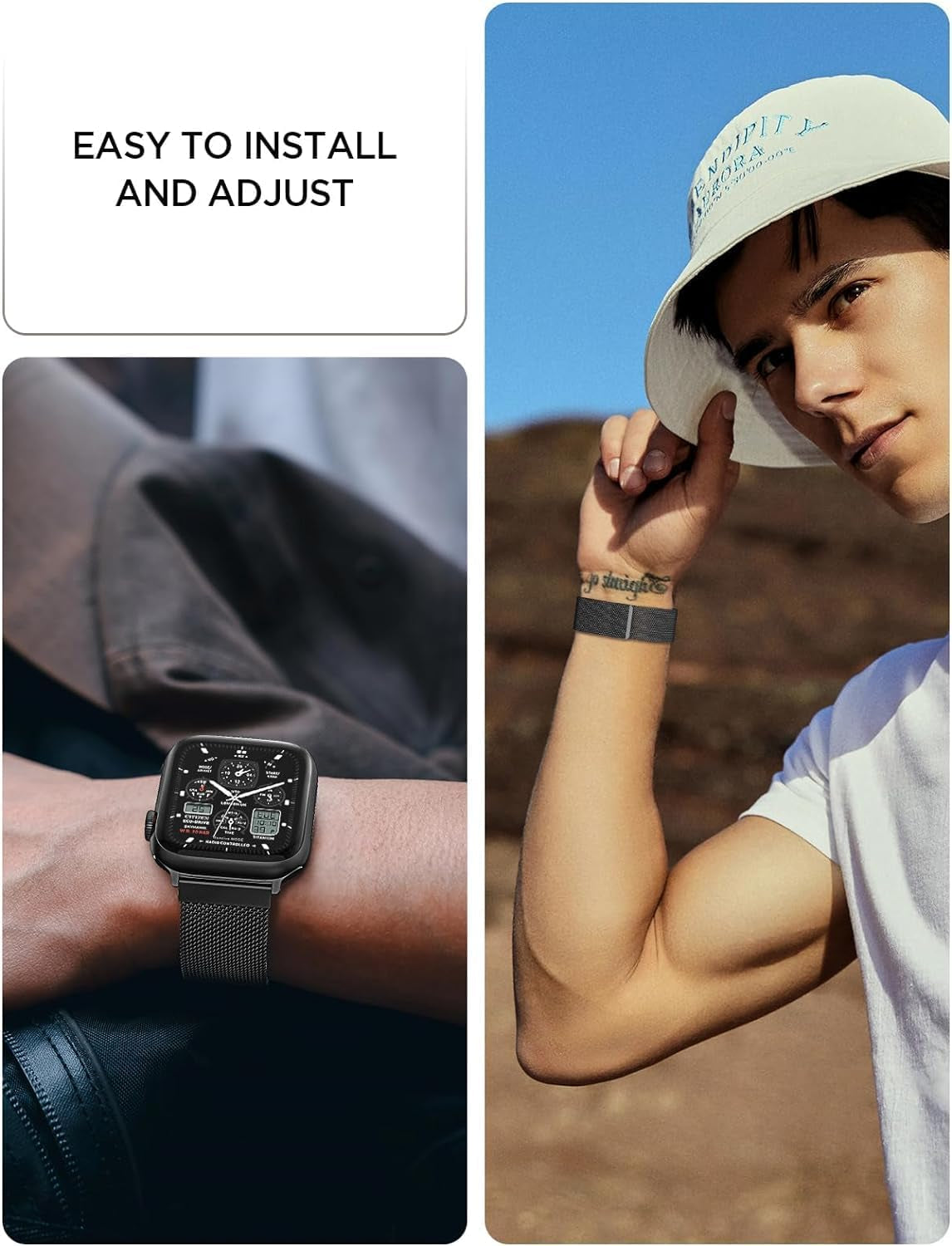 Milanese Loop Bracelet Compatible with Apple Watch Series 1-10 and SE, Available in Multiple Sizes for Men and Women