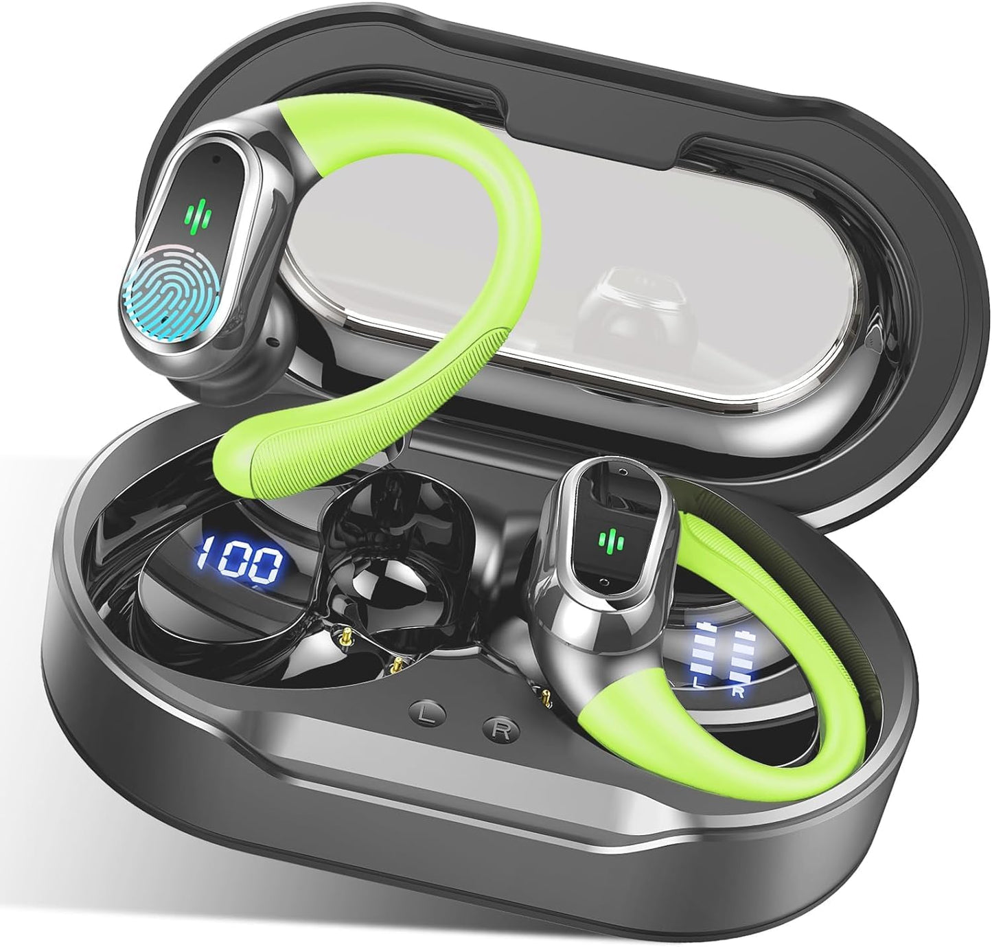 Bluetooth 5.3 Wireless Earbuds - ENC Noise Cancelling Microphone, 50-Hr Stereo Playback, IP7 Waterproof Rating, Dual LED Display