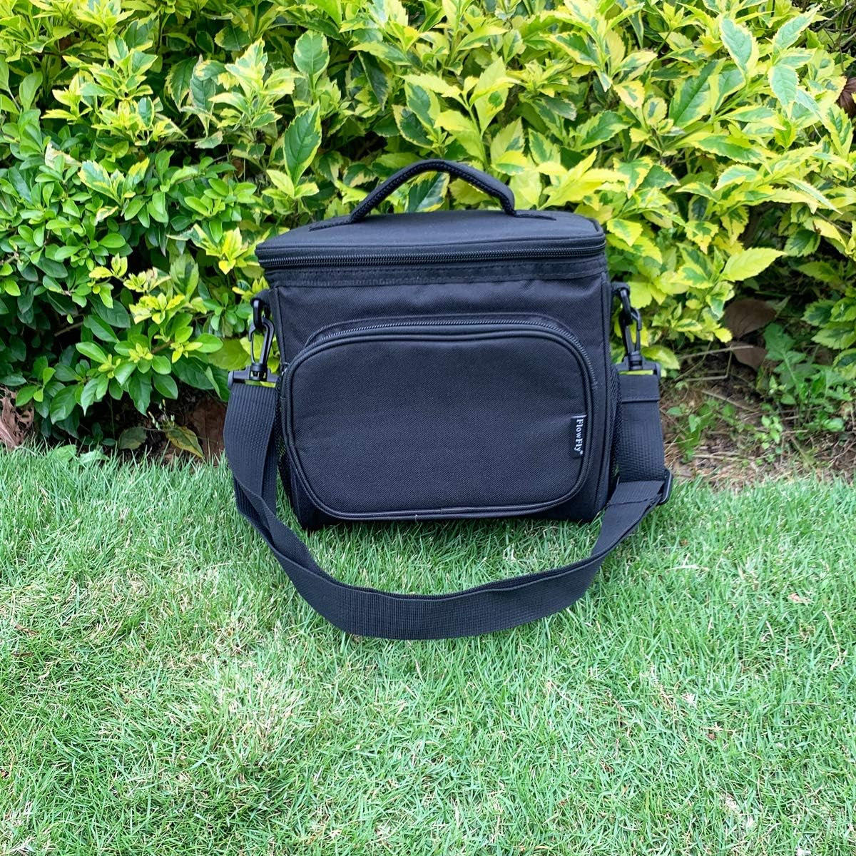 Insulated Lunch Bag for Adults - Spacious Cooler Tote with Adjustable Strap, Front Pocket, and Dual Large Mesh Side Pockets in Black