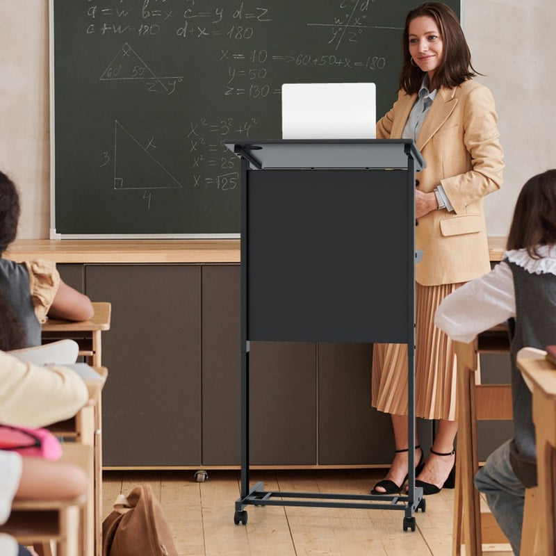 Height Adjustable Lectern Table with Tilted Top and Three Positions