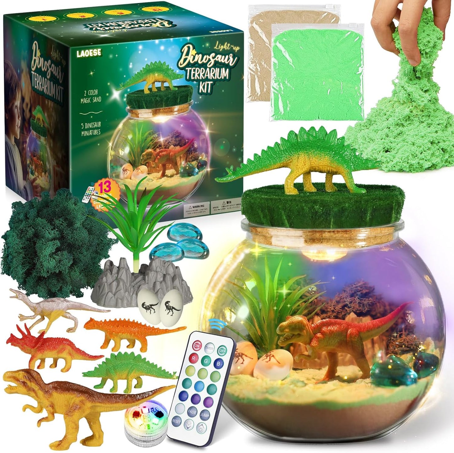 Dinosaur Gifts for Boys - Terrarium Kit for Kids - Birthday Gift for Boys Ages 4 5 6 7 8-12, DIY Dinosaur Toys, Arts and Crafts Kit for Kids- Christmas Gifts for Boys