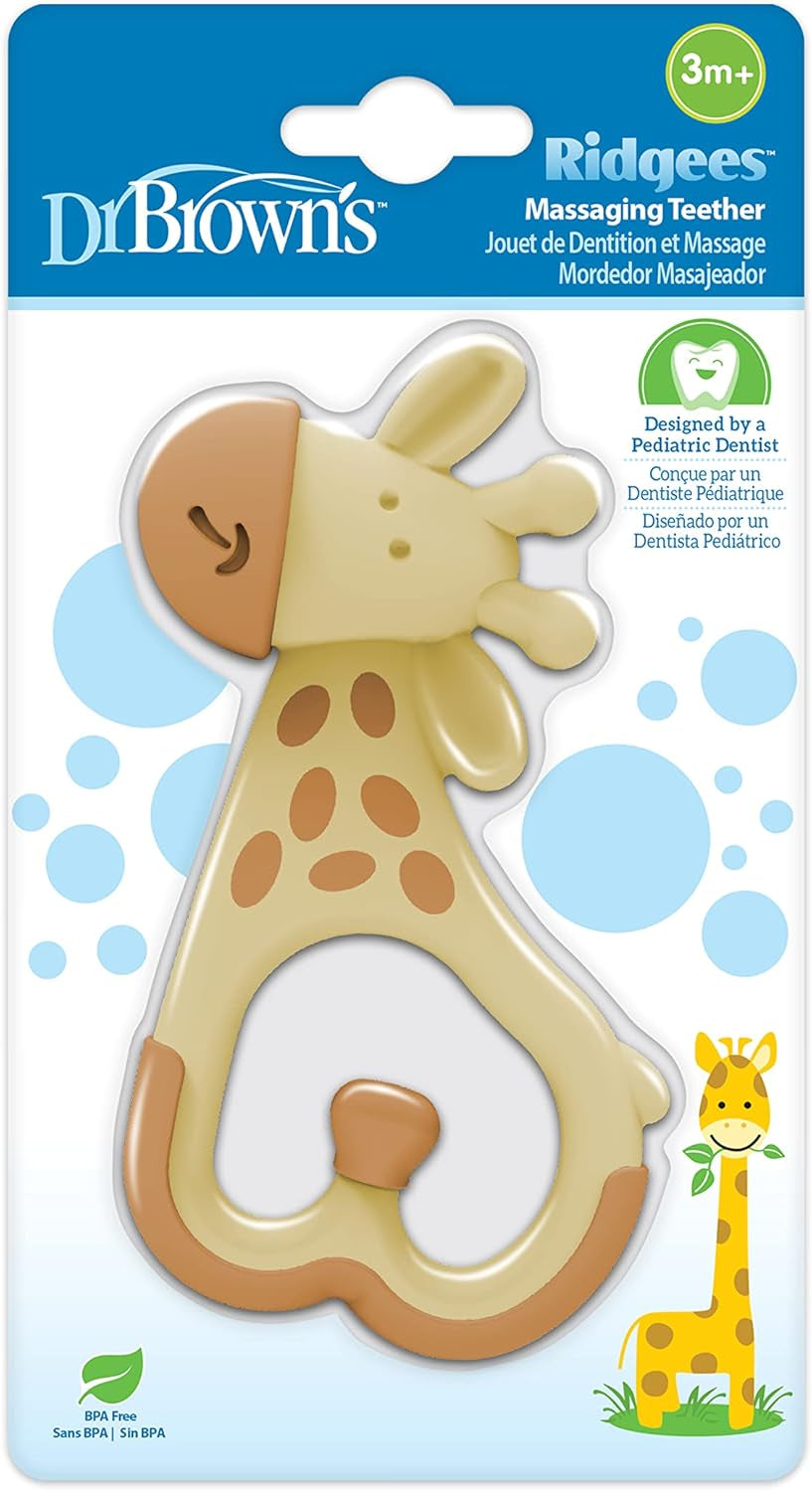 Ridgees Giraffe Massaging Baby Teether - Pediatric Dentist Designed, BPA Free, Suitable for 3 Months and Older