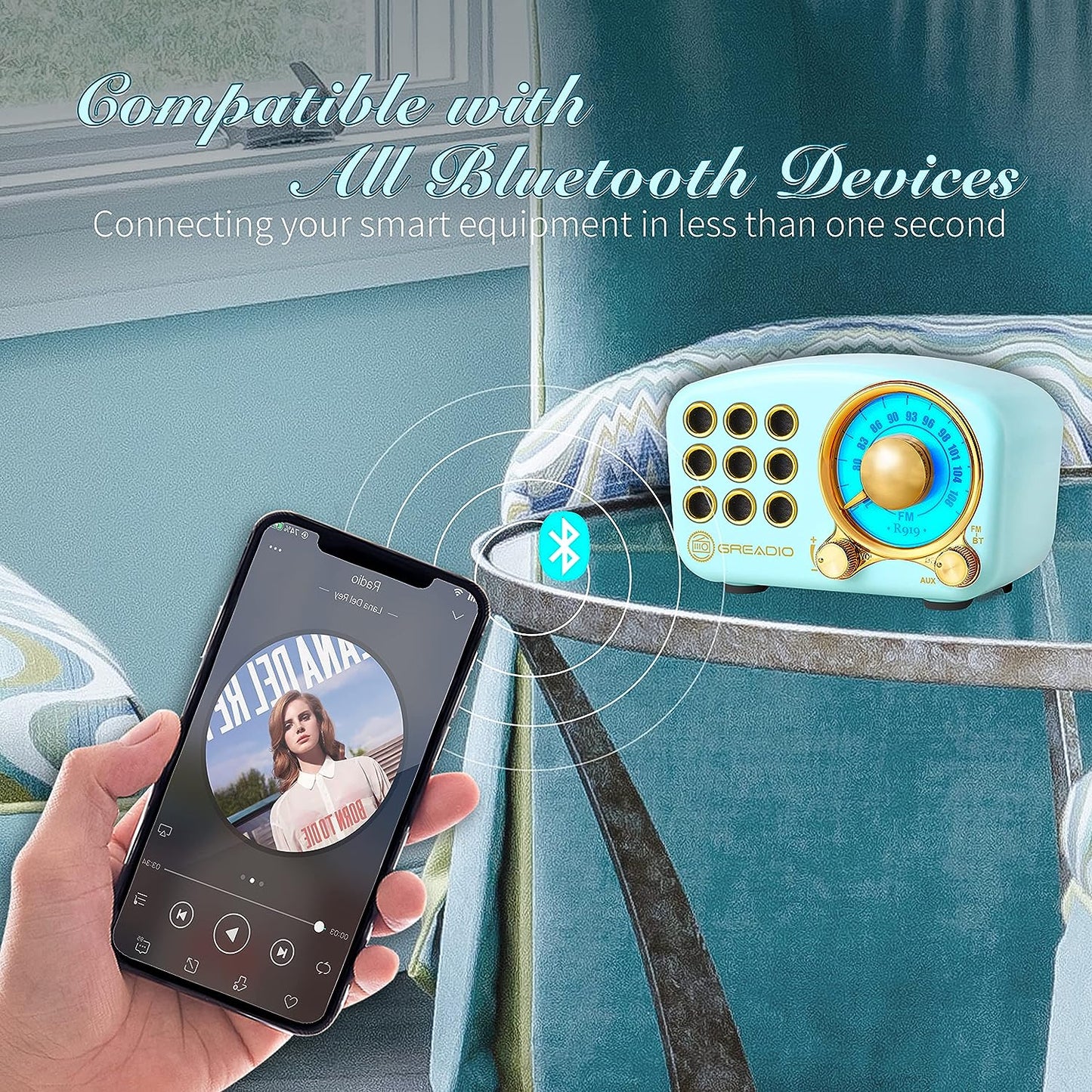 Vintage-Inspired Bluetooth Speaker with FM Radio, Enhanced Bass, High Volume, Bluetooth 5.0 Connectivity, TF Card and MP3 Player