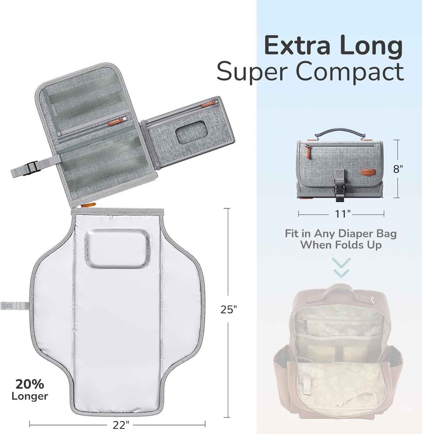 Portable Diaper Changing Pad - Baby, Detachable Travel Changing Pad, Baby Wipes Pocket
