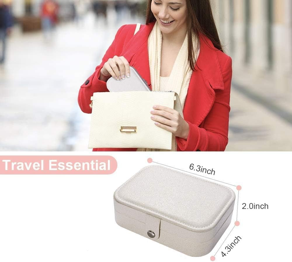 Double Layer Travel Jewelry Organizer - Elegant PU Leather Case for Rings, Earrings, Necklaces, and Bracelets