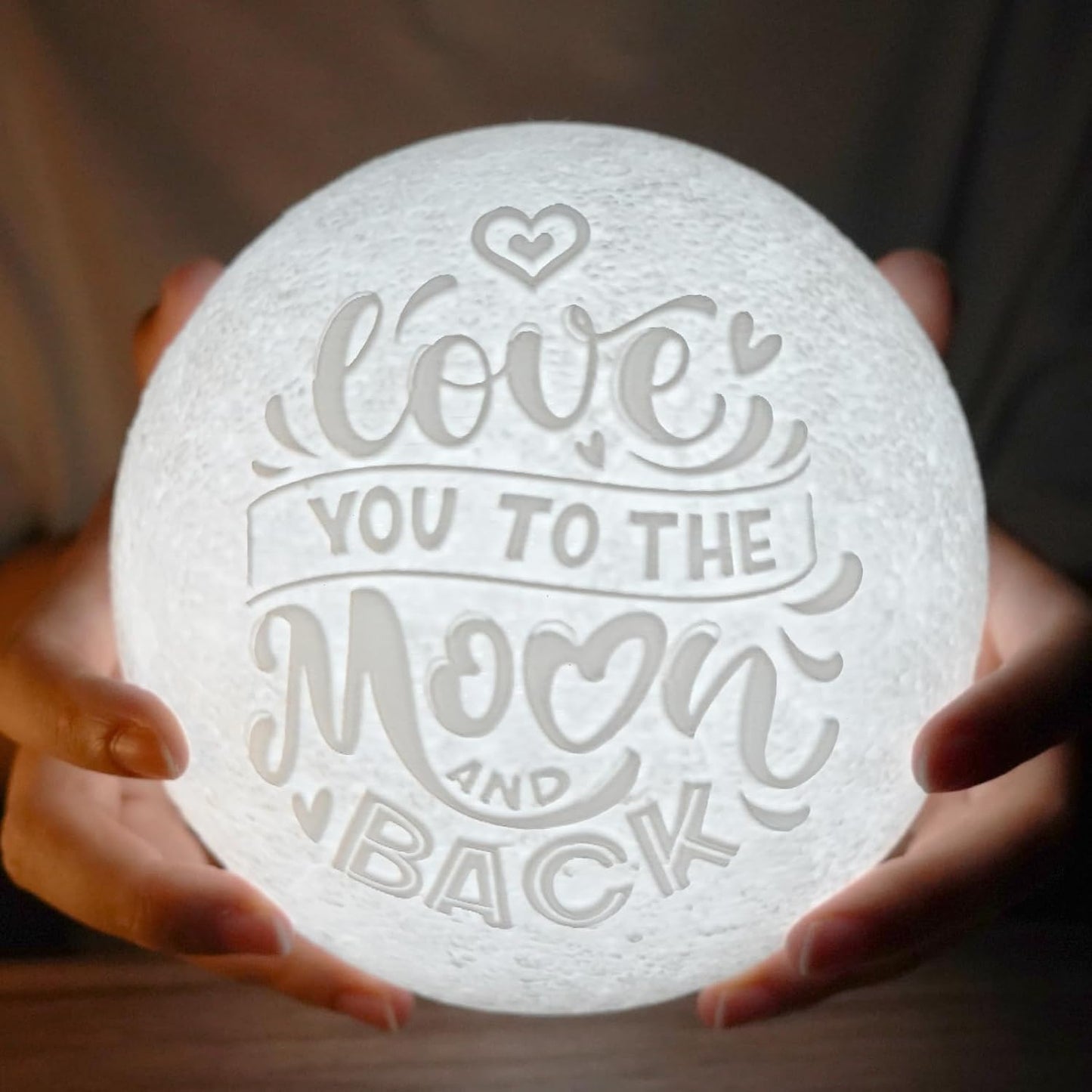 Moon Lamp-Home Décor, Mothers Day Gift with Brightness Control, Gift for Women, LED Night Light, Bedroom, Living Room, Kids Birthday Gift, Ceramic Hand Base, 3.5", White & Yellow