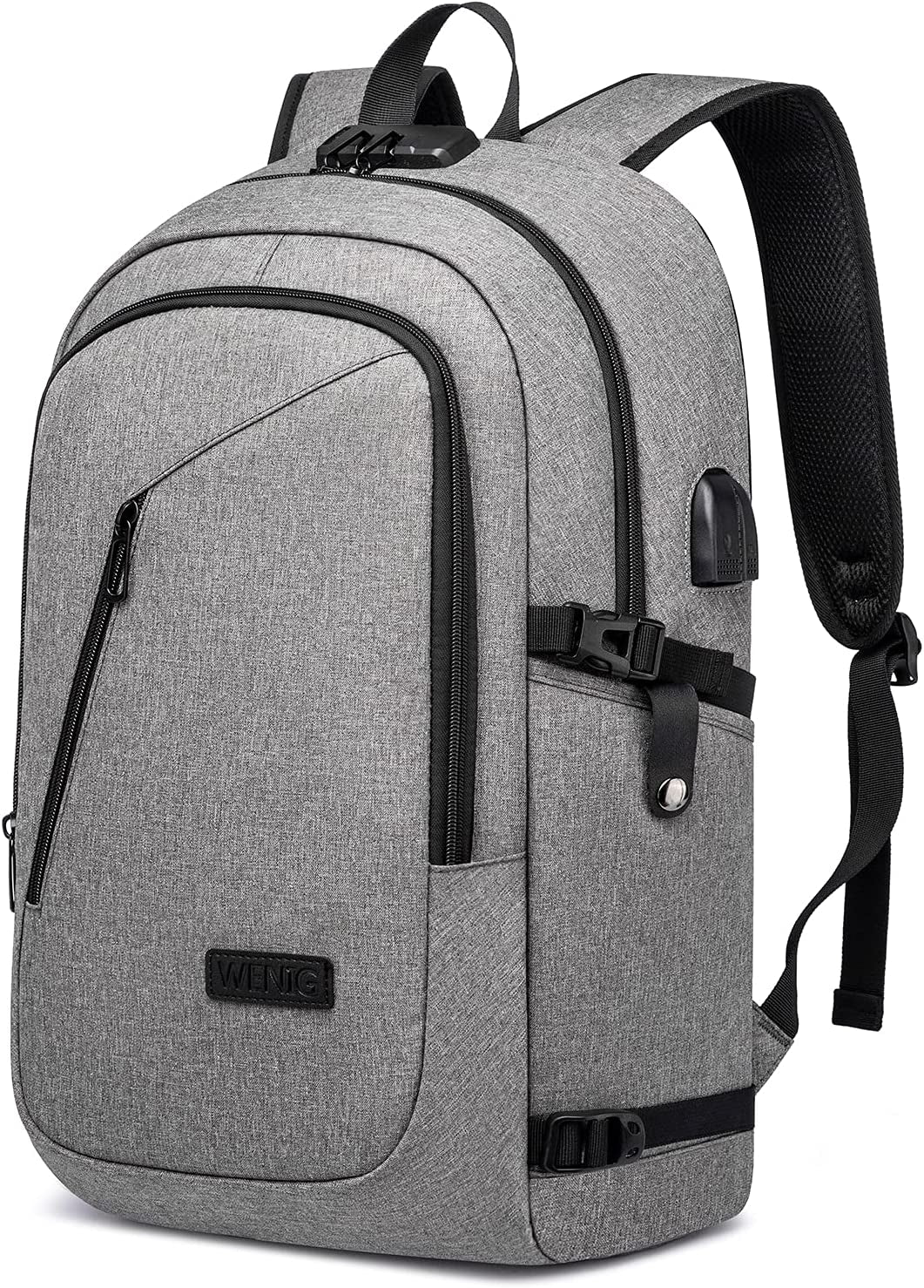 Anti-Theft Laptop Backpack for Business Travel, Slim Design - USB Charging Port, Durable Water-Resistant Bag for 15.6 Inch Laptops, Black