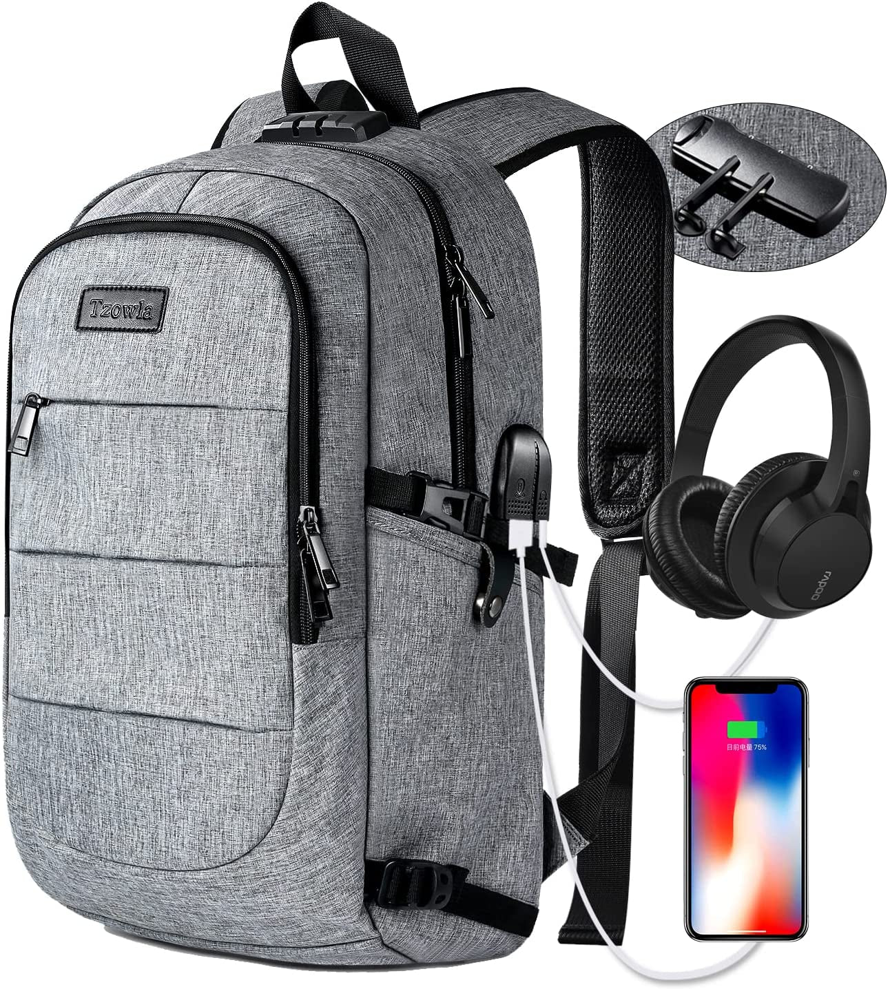 Water-Resistant Anti-Theft Laptop Backpack with USB Charging Port - 15.6 Inch Business Bag for Men and Women