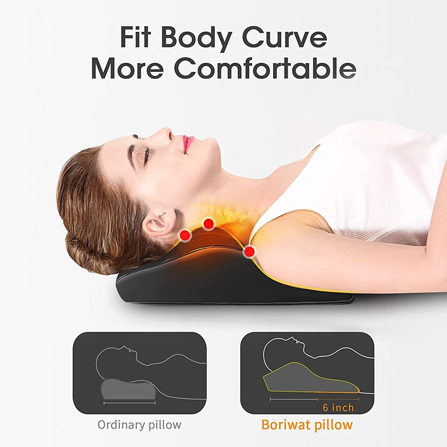 Neck and Back Massager with Heat - Therapeutic Massage Pillow for Pain Relief, Ideal for Home, Office, and Travel