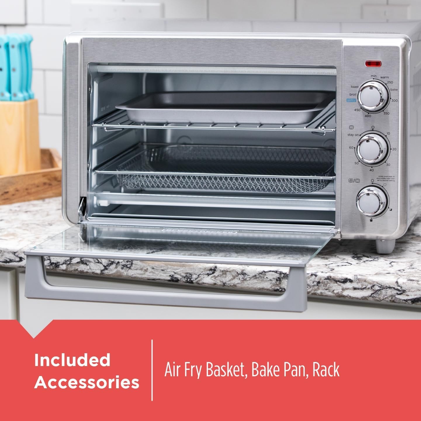 Crisp 'N Bake Air Fry Toaster Oven - Accommodates 12" Pizza, Silver Finish