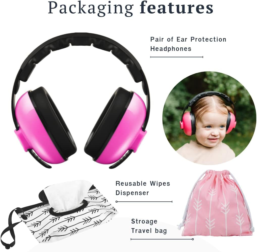 Baby Noise Canceling Headphones – Baby Wipes Dispenser, Travel Bag – Premium Soft Baby Ear Muffs – Comfortable Design