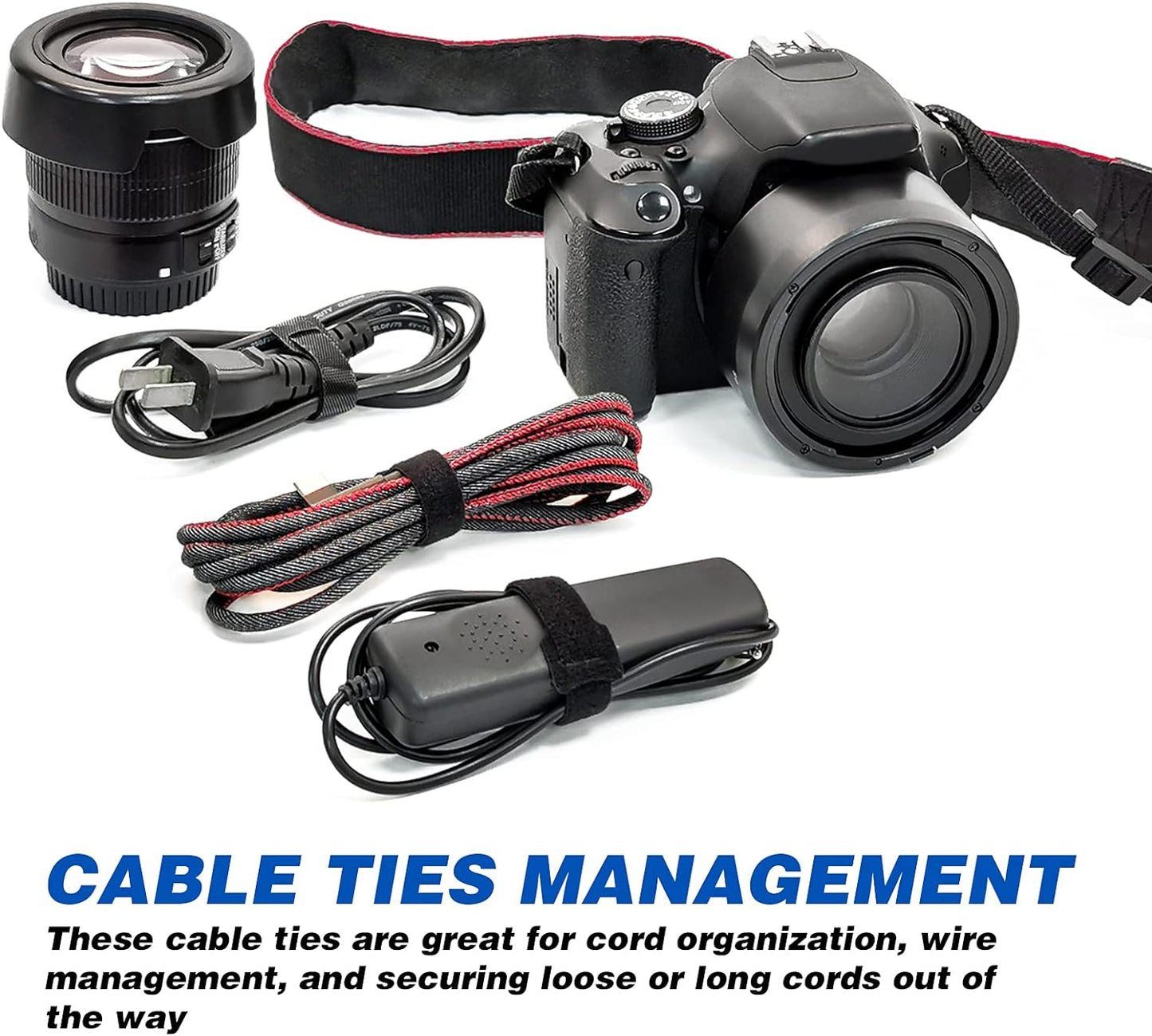 80PCS Reusable Cable Ties, Black Adjustable 6-Inch Cord Organizer Ties, Multi-Purpose Hook Loop Cable Management Wire Ties for Organizing Home, Office, Data Centers