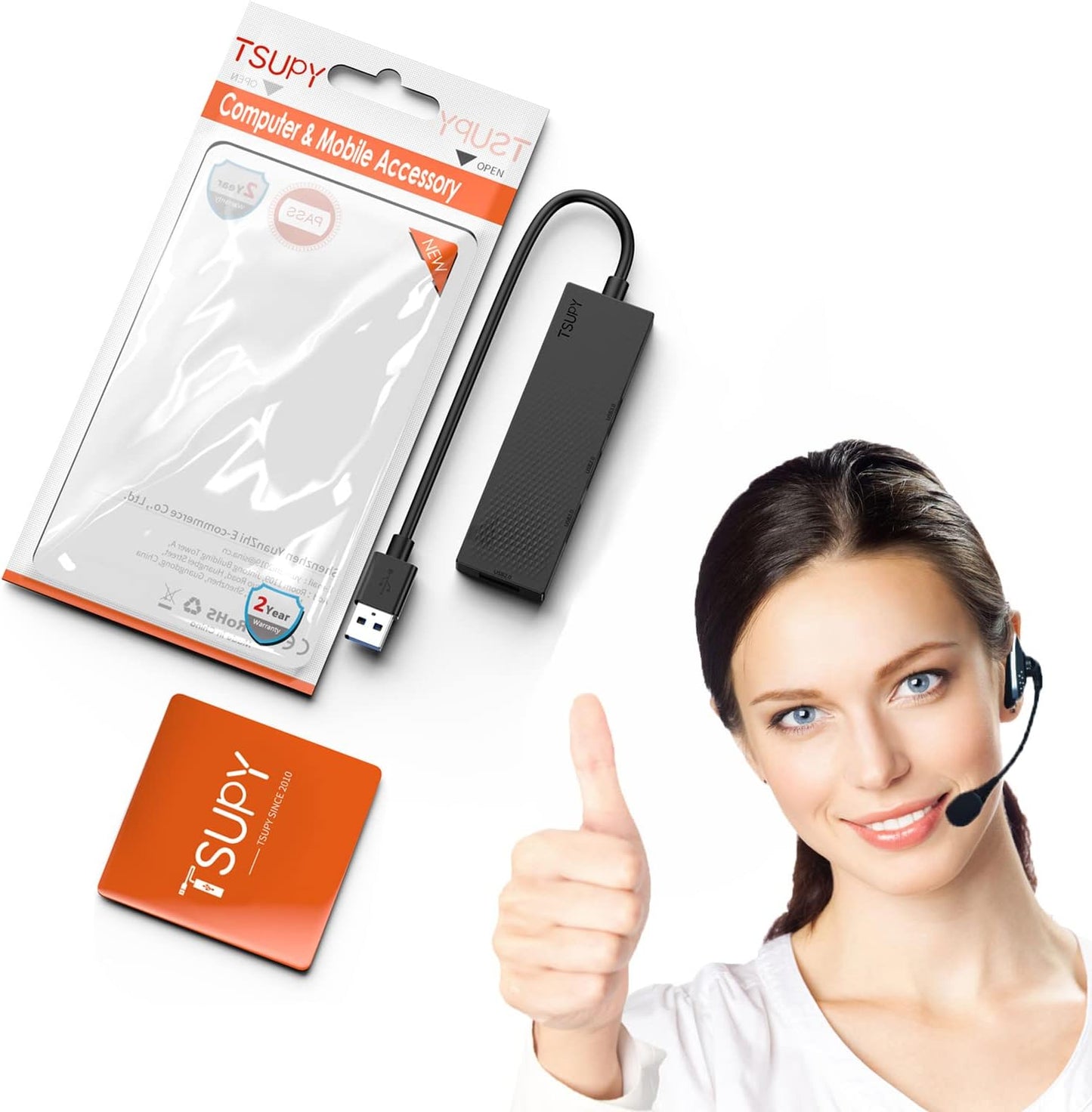 USB 3.0 Hub - Ultra Slim Portable Data Splitter with 5Gbps Speed for Desktop, Laptop, PS4, Chromebook, and More