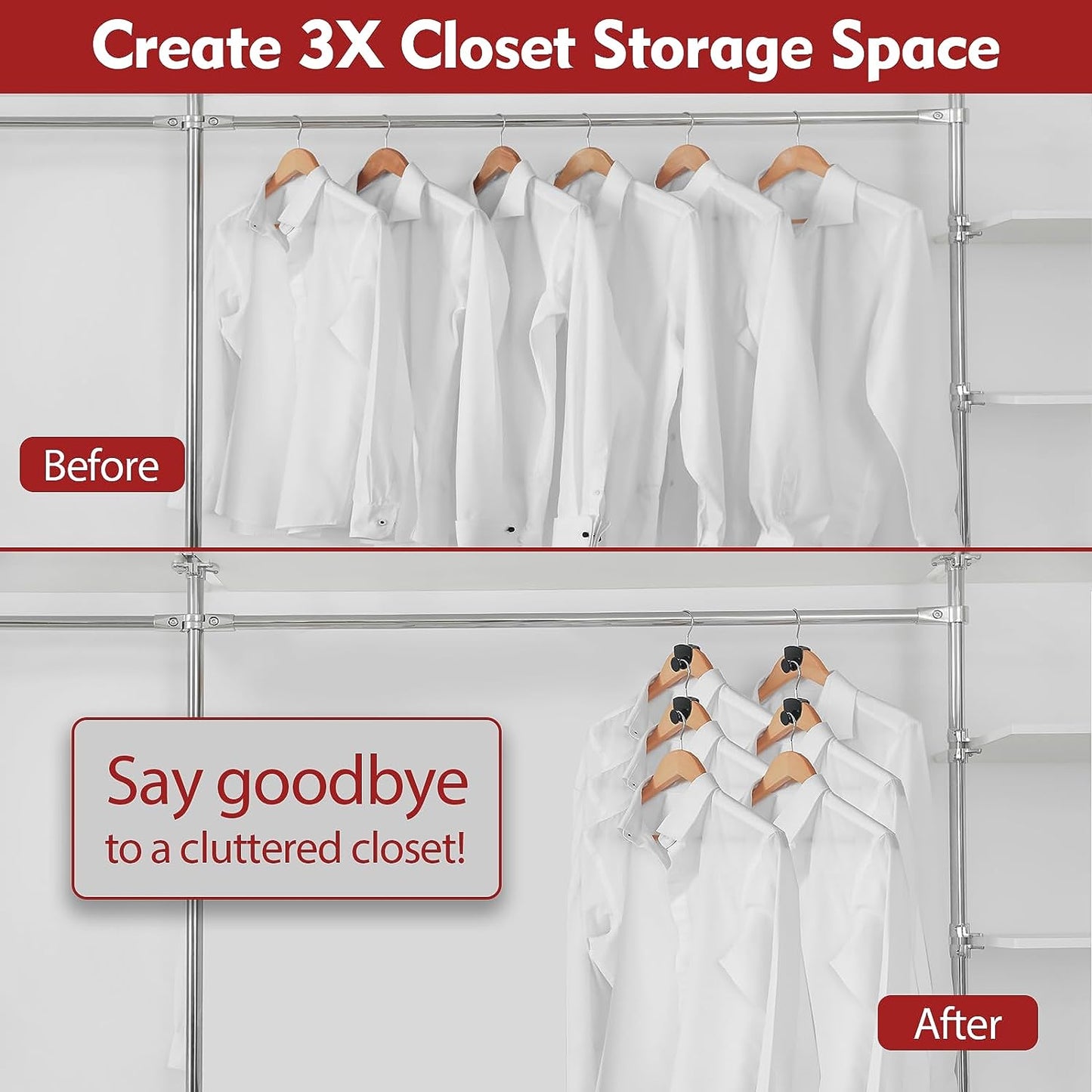 Premium Closet Space Saver Hanger Connectors - 20 Pack Heavy-Duty Cascading Hooks for Efficient Closet Organization, Black