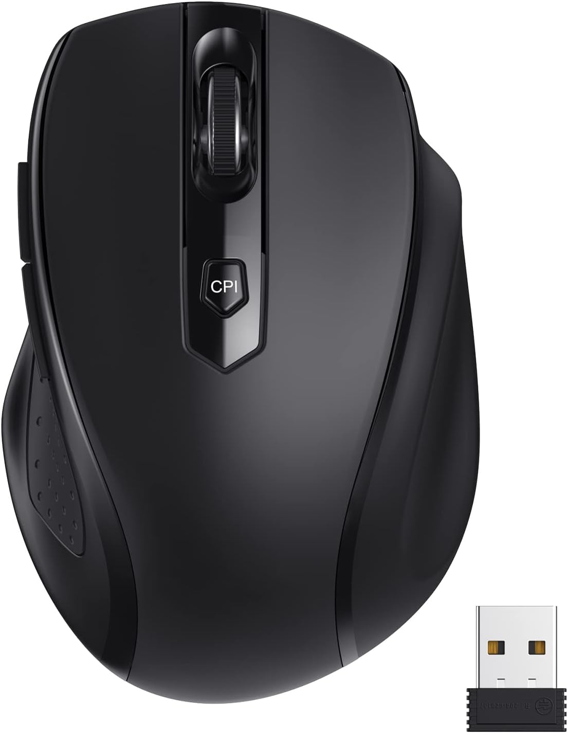 Wireless Mouse,Ergonomic Computer Mouse 2.4G - USB Receiver, 5 Adjustable DPI Levels PC Mouse,2400Dpi USB Mice, Black