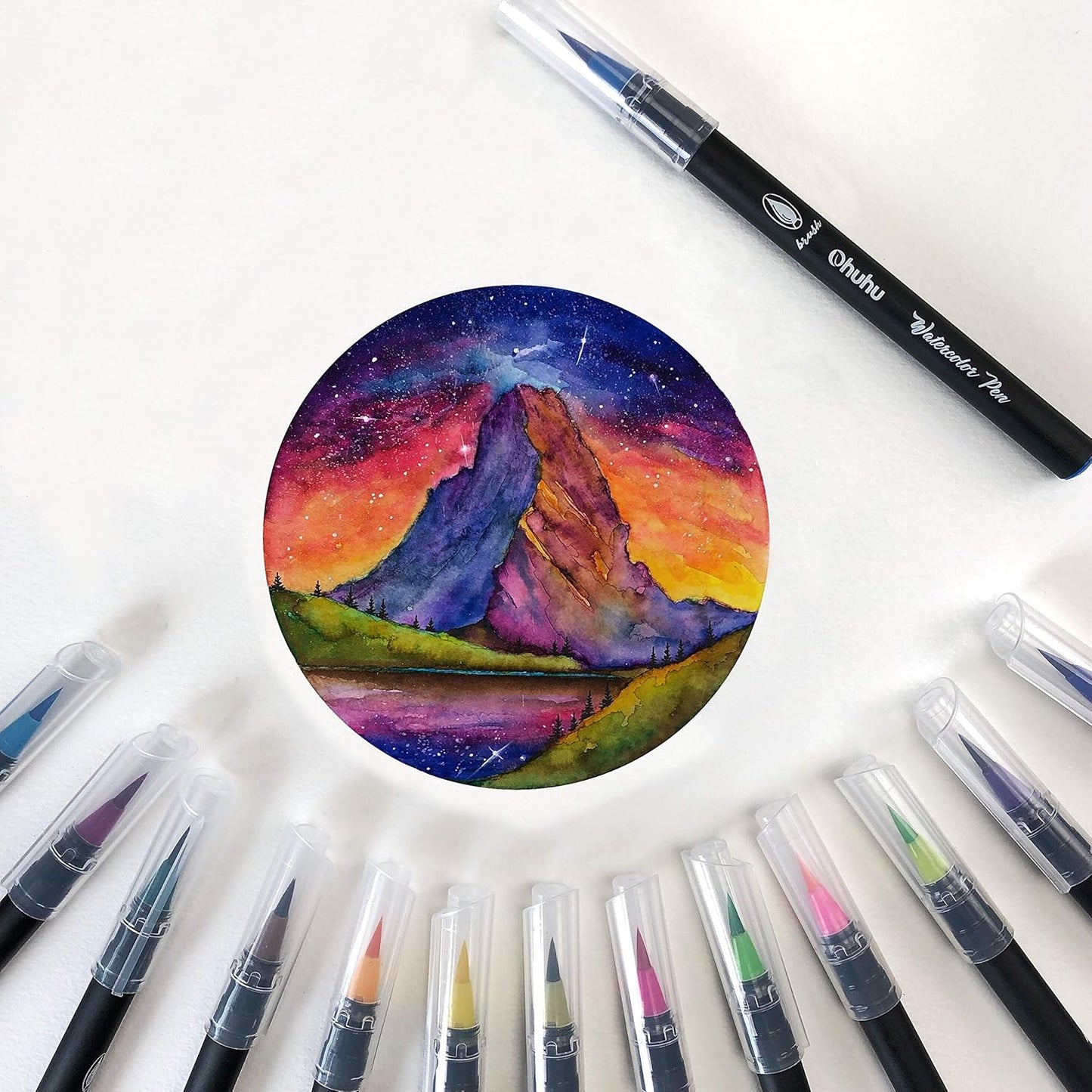 Professional Watercolor Brush Pens Set-24 Vibrant Watercolor Brush for Adult Coloring, Manga, Comic, Calligraphy Art