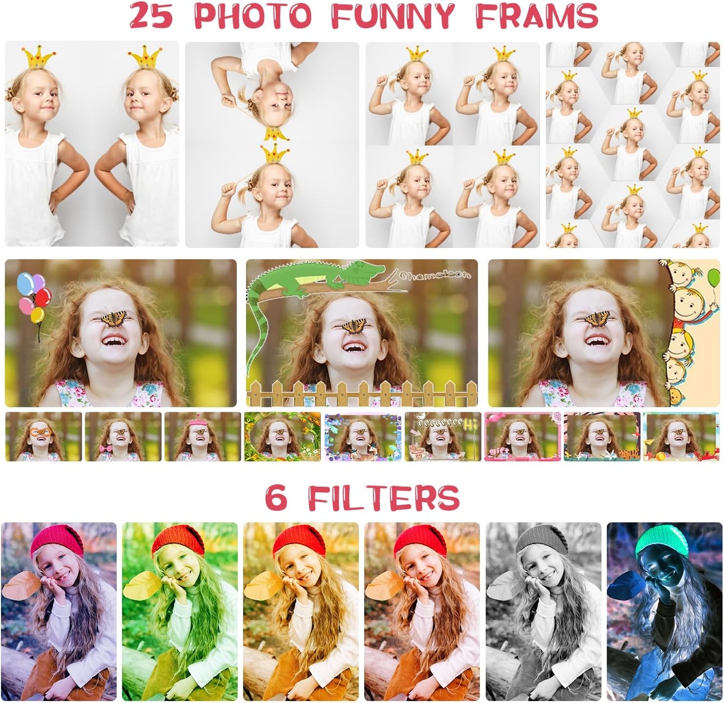 Digital Camera for Kids with 2.4-Inch IPS Screen, 180° Flip Lens, and Built-in Games - Gift for Ages 4-11