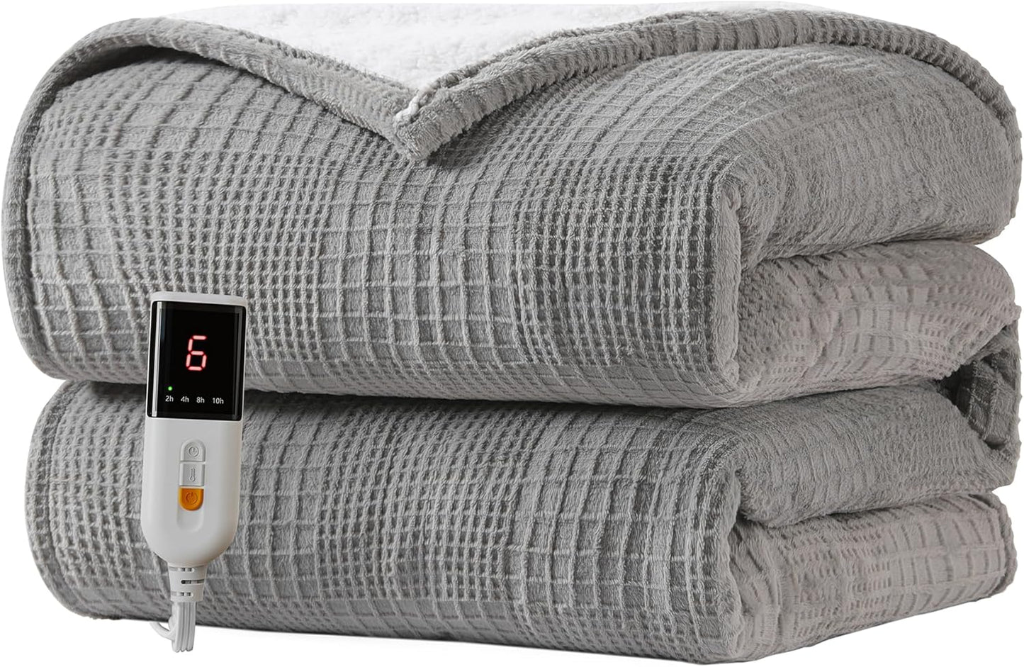 Electric Heated Blanket Throw 50''x60'' - 6 Heat Settings, 2-10 Hour Auto Shut-Off, ETL Certified, Machine Washable (Black)