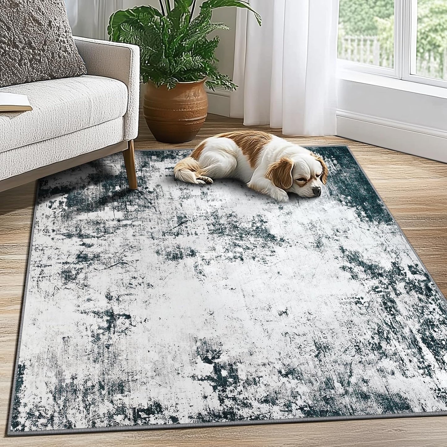 Contemporary Abstract 5x7 Area Rug - Machine Washable, Non-Slip, Stain-Resistant Carpet