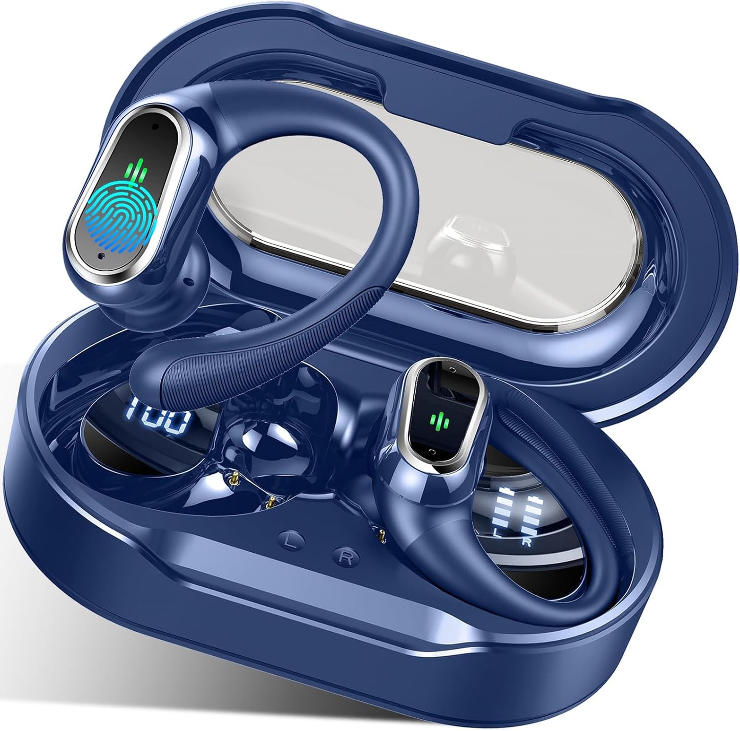 Bluetooth 5.3 Wireless Earbuds - ENC Noise Cancelling Microphone, 50-Hr Stereo Playback, IP7 Waterproof Rating, Dual LED Display