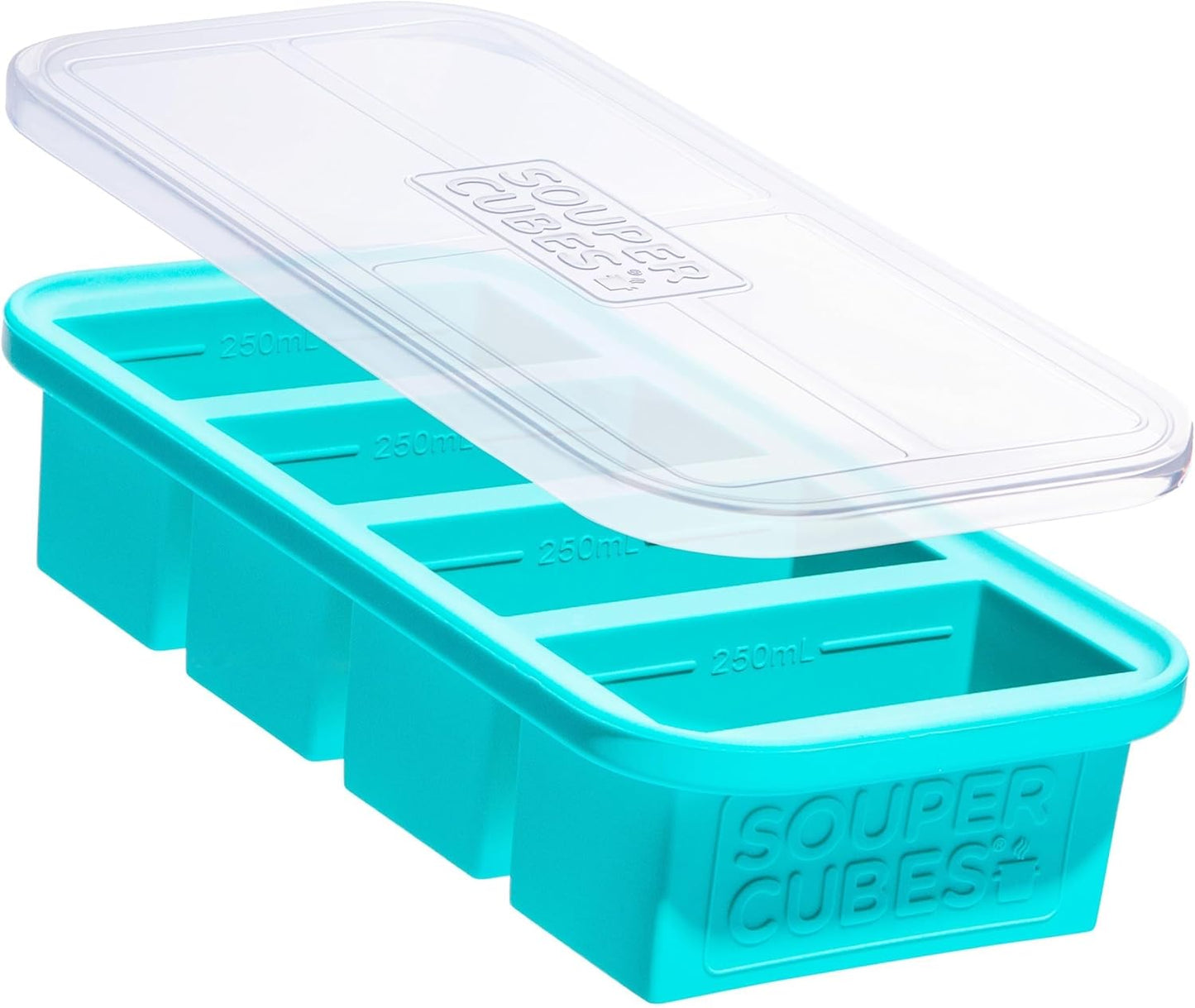 Extra-Large Silicone Freezing Tray with Lid - 1-Cup Portion Control for Soups, Broths, and Sauces, Set of 2