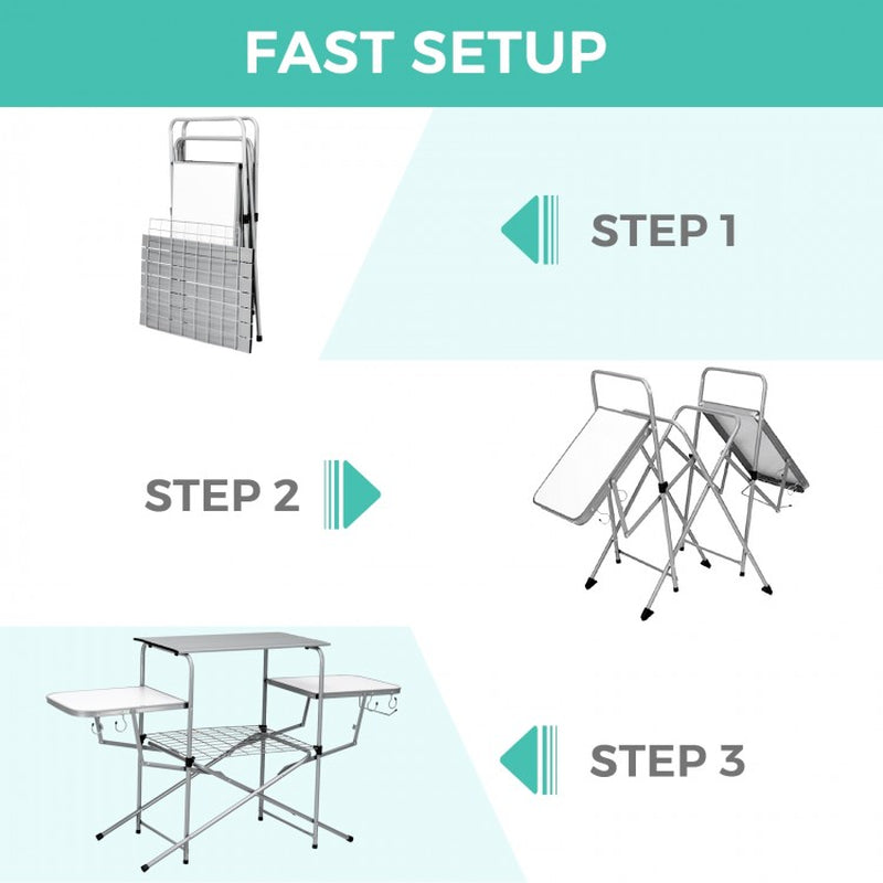 Foldable Outdoor Barbecue Table and Grilling Stand