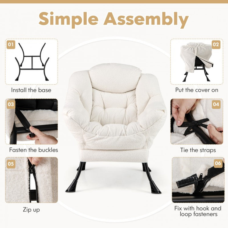 Sherpa Upholstered Accent Chair with Comfort Headrest