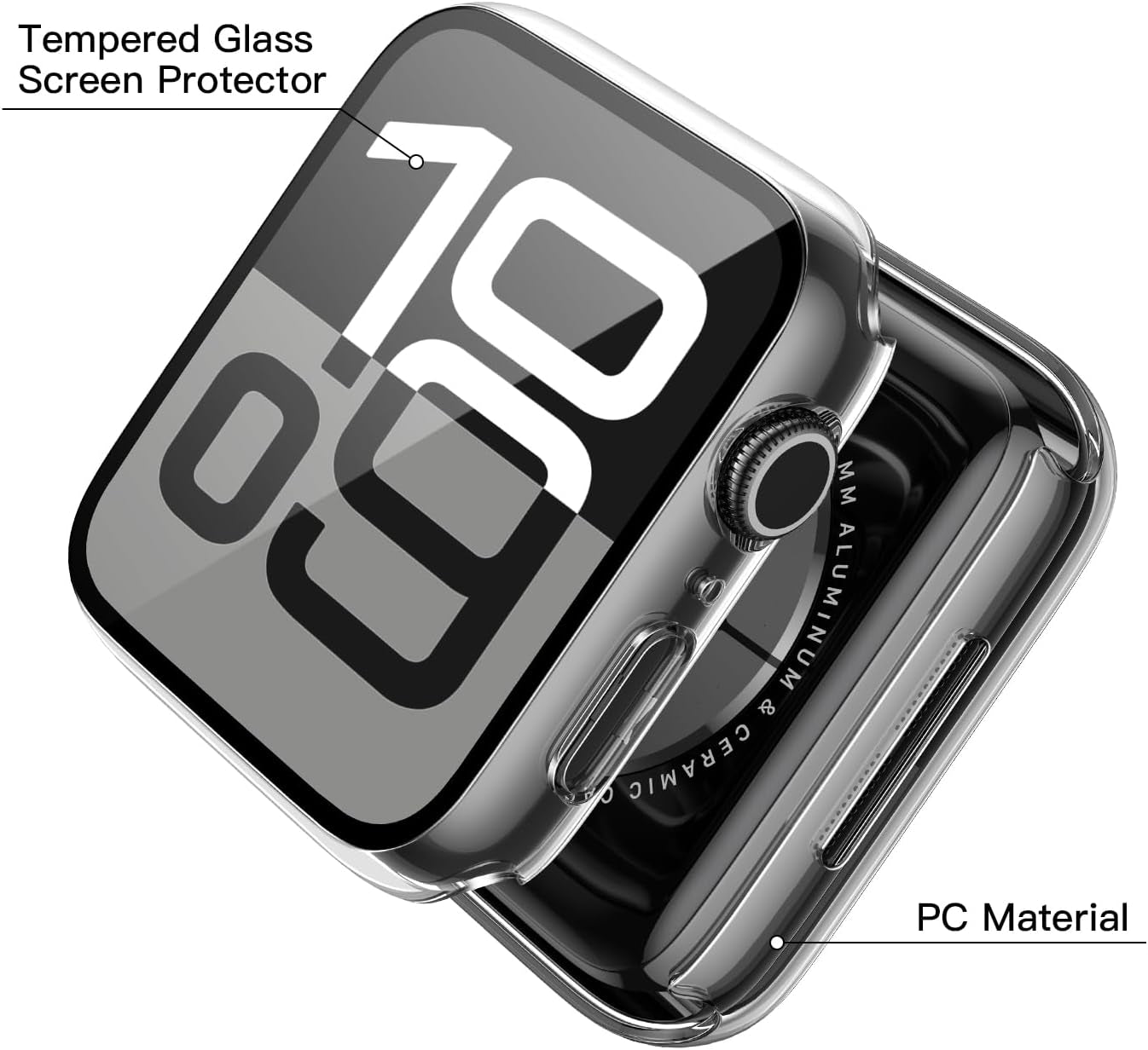 2-Pack Hard PC Protective Case - Tempered Glass Screen Protector - Apple Watch Series 10 (2024) 42Mm, Ultra-Thin Anti-Fall Scratch-Resistant Cover Protection - Iwatch, Matte Transparent