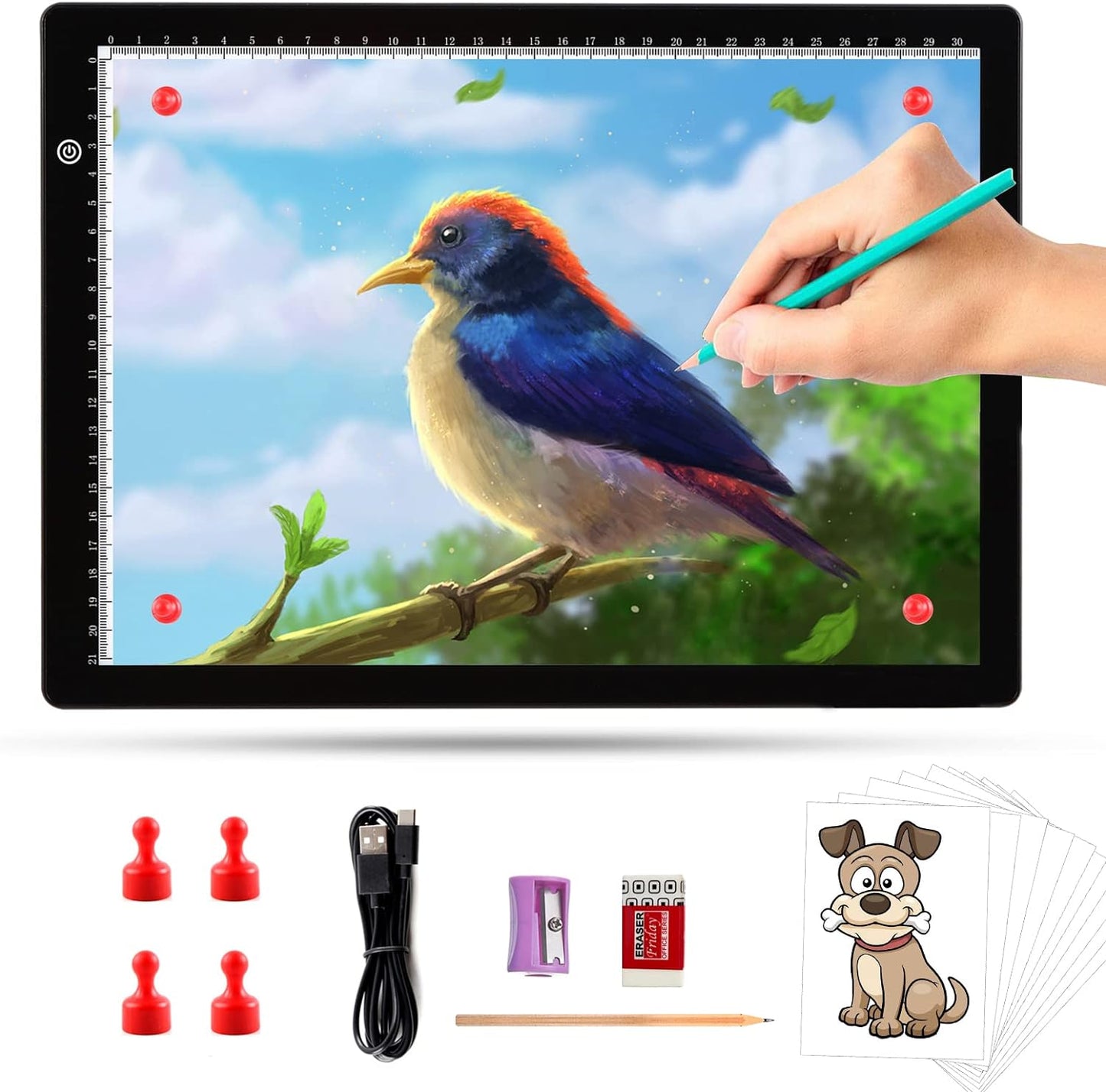 A3 Light Pad, Rechargeable Light Board for Diamond Painting, Tracing Light Box, Stand and Clip,Table Lightbox, Tracing, Drawing