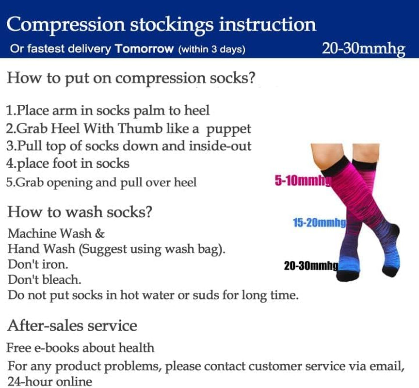 Graduated Compression Socks for Women&Men Wide Calf Comfort Best for Circulation,Pregnancy,Nurse,Running,Travel