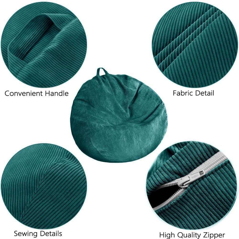 Ultra Soft Corduroy Bean Bag Chair Cover for Stuffed Animal Storage - Washable and Versatile Organizer for Plush Toys and Textiles
