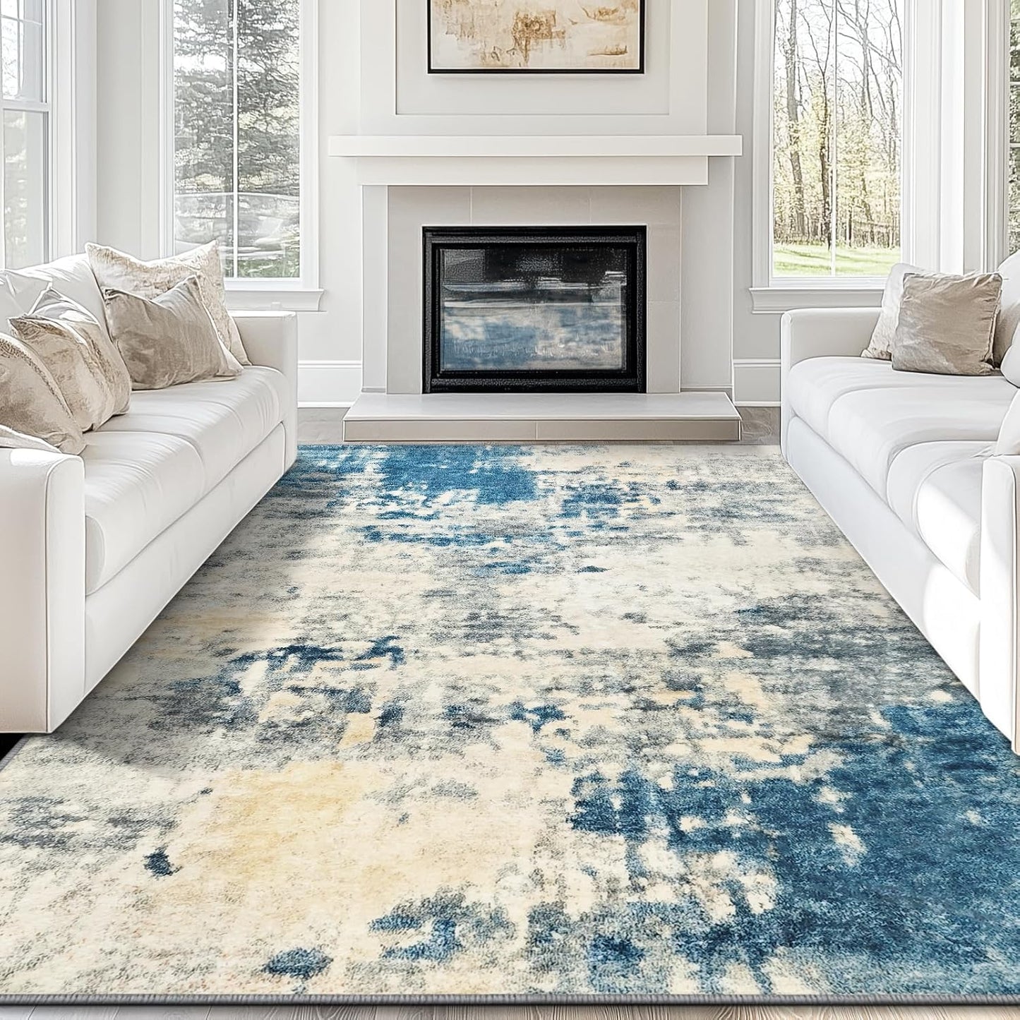 Contemporary Abstract 5x7 Area Rug - Machine Washable, Non-Slip, Stain-Resistant Carpet