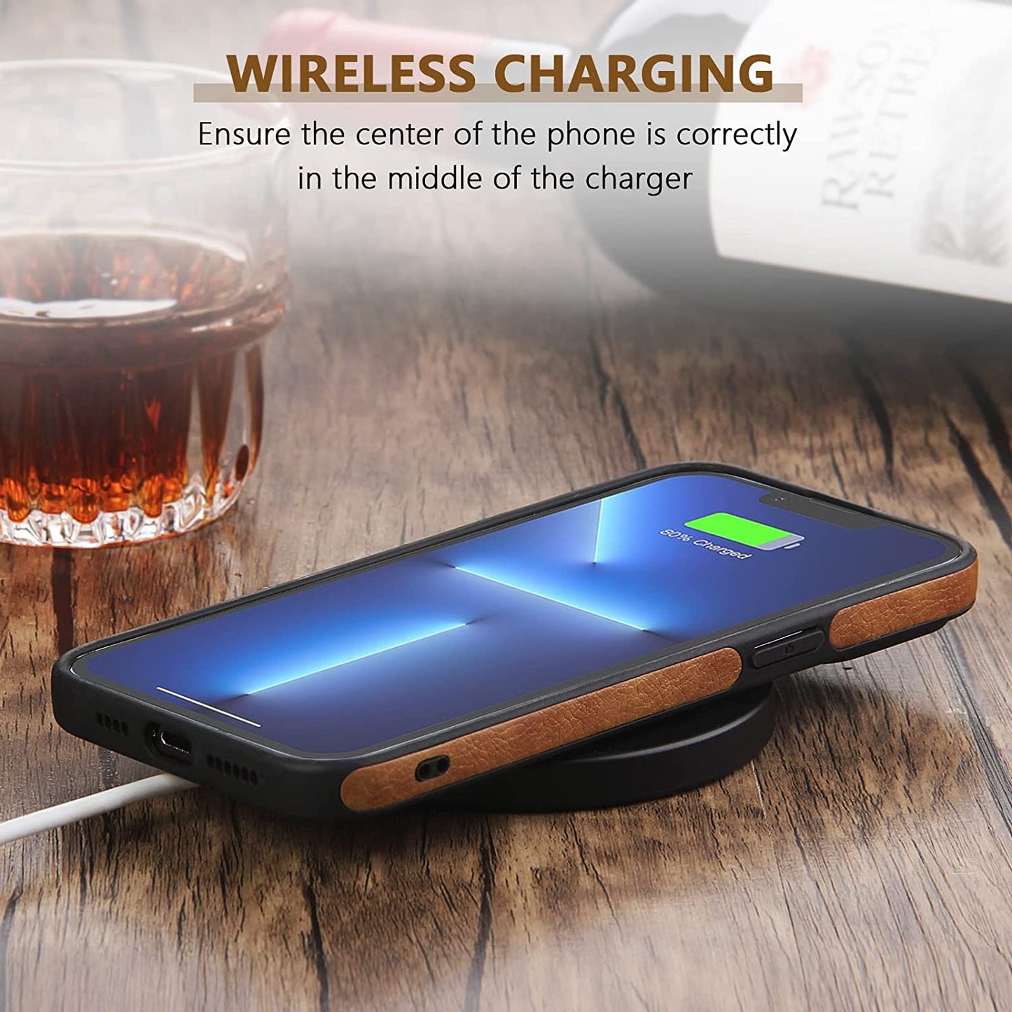 Premium Leather and TPU Hybrid Case Cover for iPhone 15 Pro Max - Brown