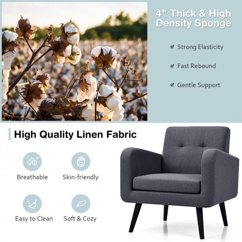 Contemporary Upholstered Accent Chair with Rubberwood Legs