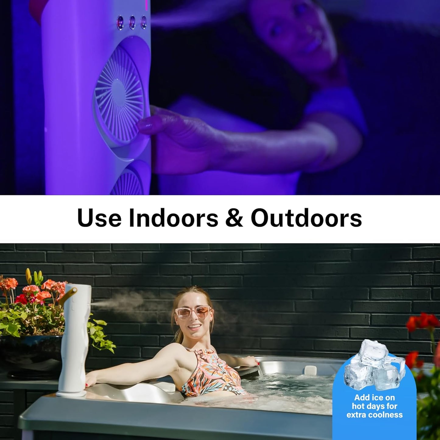 Aqua Air Portable Air Conditioner: Dual Mist Rechargeable Oscillating Evaporative Cooler Fan for Travel, Standing and Desk Use