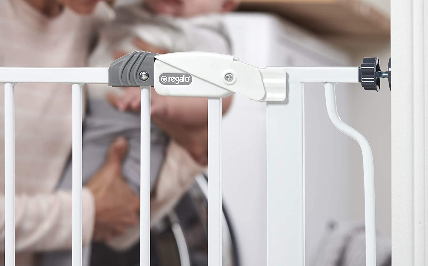 Extra Wide 49-Inch Baby Gate with Extension Kits and Pressure Mounting System - White