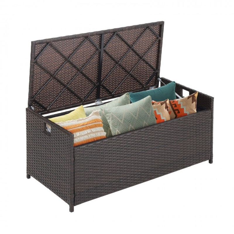 34-Gallon Patio Storage Bench with Cushioned Seat and Zippered Liner