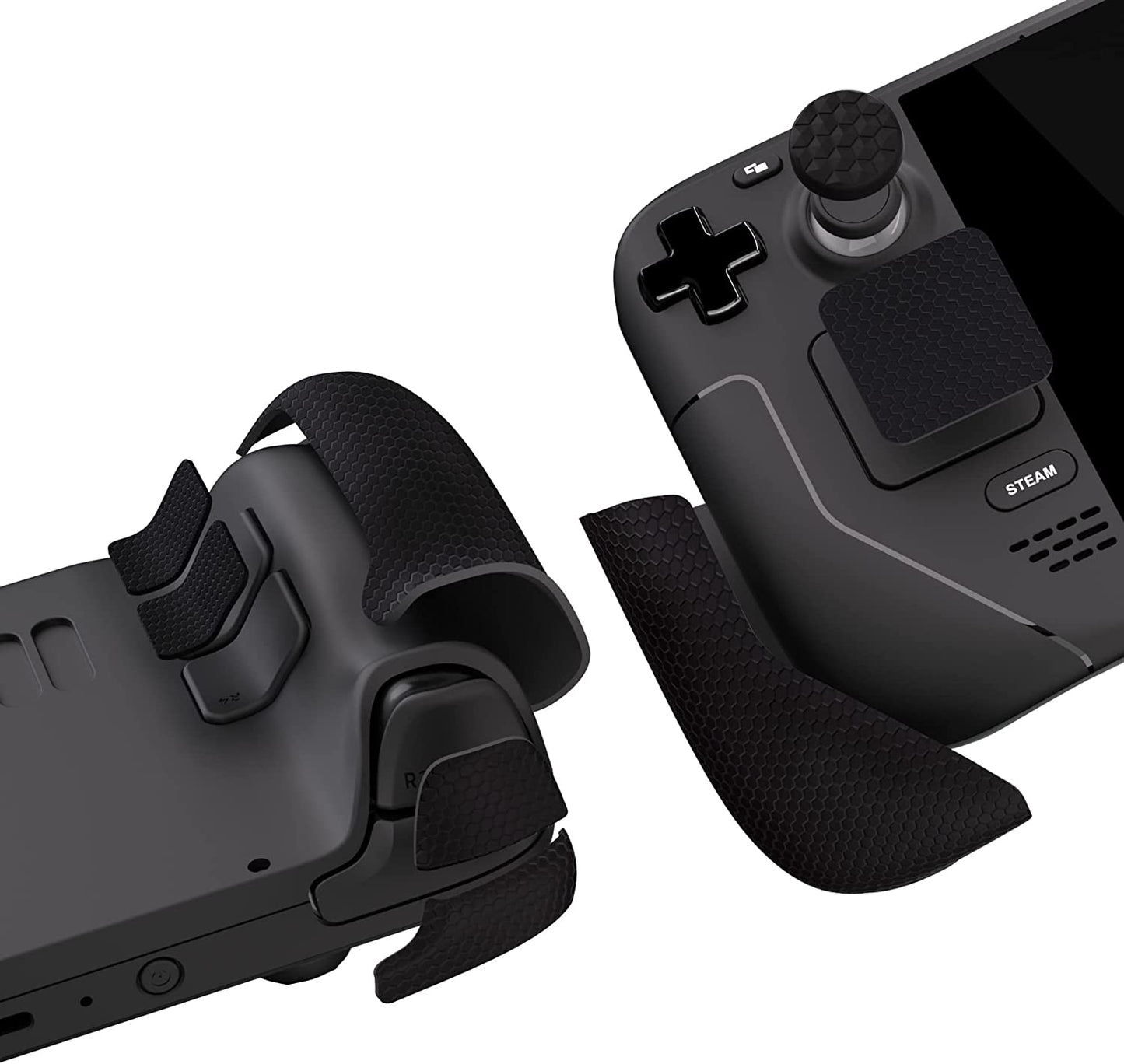 Textured Soft Rubber Handle Grips for Steam Deck LCD & OLED - Honeycomb Black Trackpad Skin Enhancement