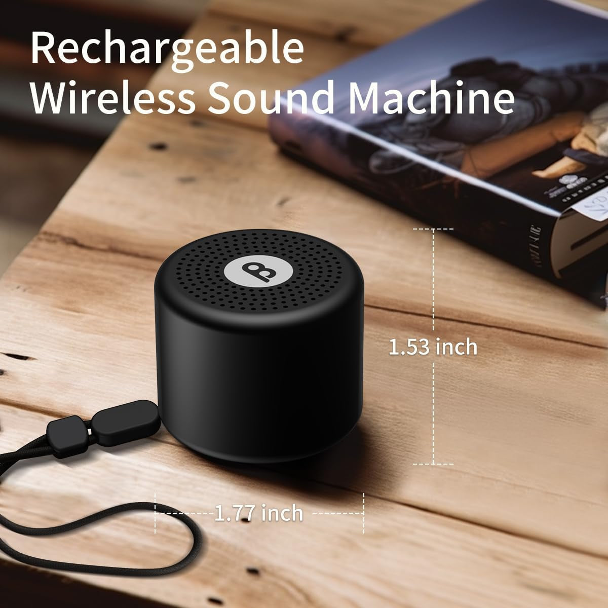 Portable White Noise Mini Sound Machine - 30 Soothing Sounds - Rechargeable - Noise-Canceling Speaker