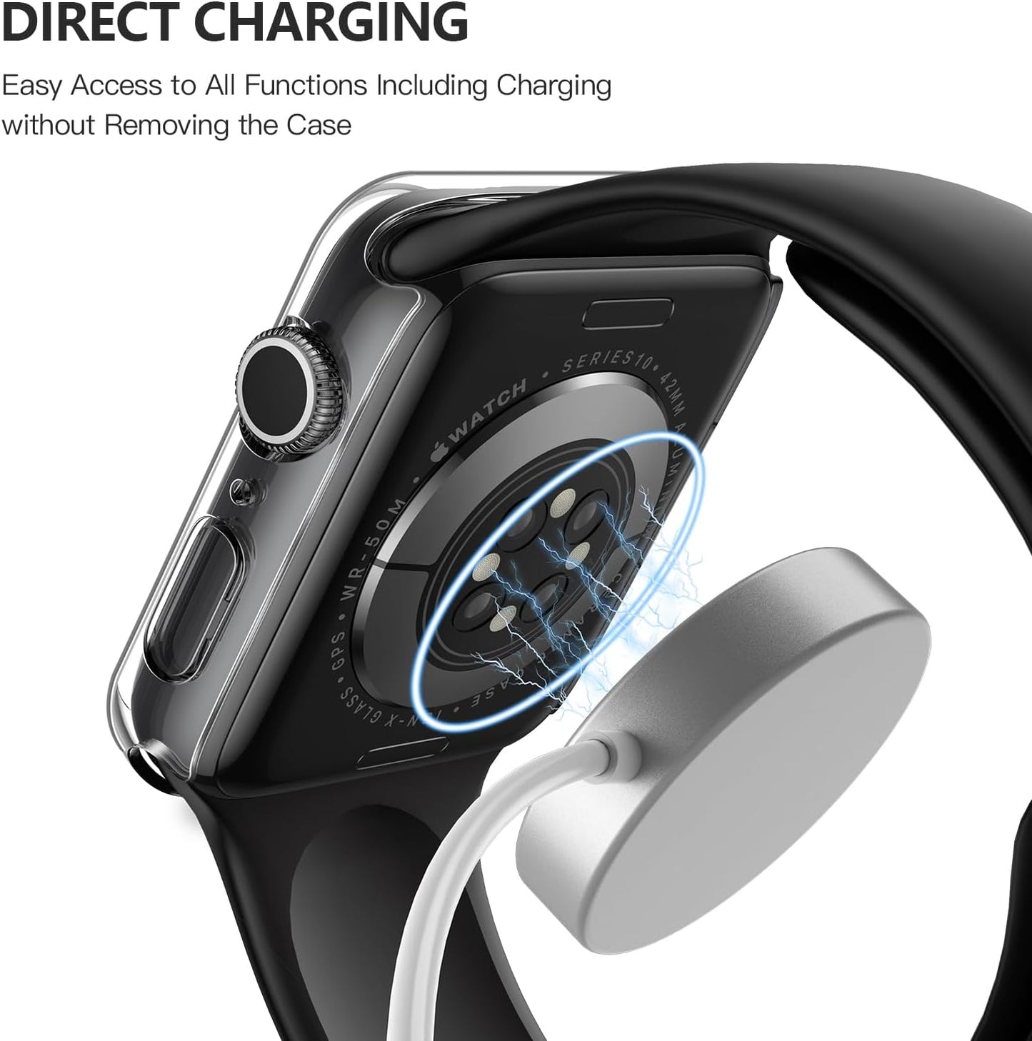 2-Pack Hard PC Protective Case - Tempered Glass Screen Protector - Apple Watch Series 10 (2024) 42Mm, Ultra-Thin Anti-Fall Scratch-Resistant Cover Protection - Iwatch, Matte Transparent