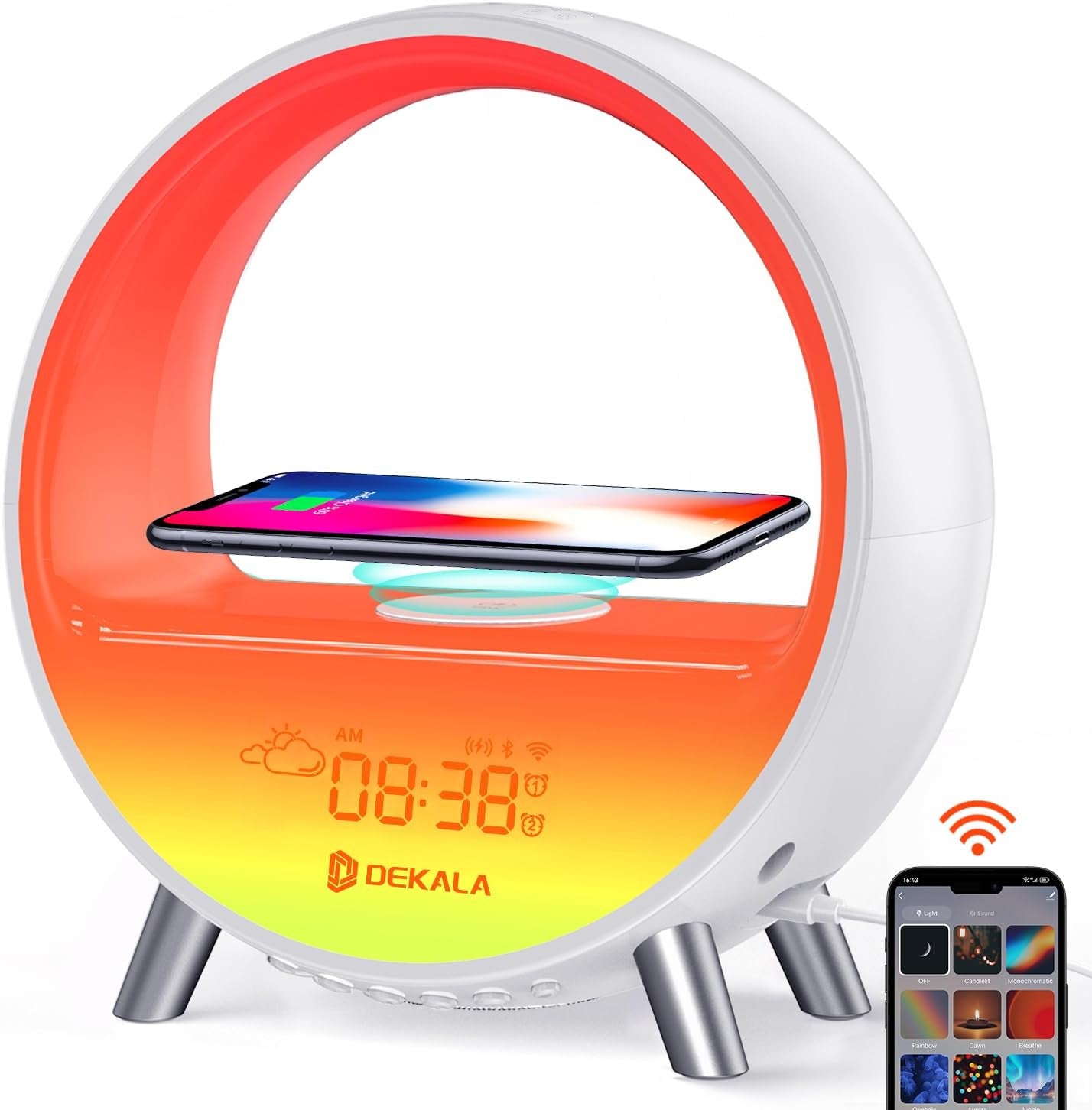 Sunrise Alarm Clock for Deep Sleepers - Sunrise/Sunset Simulation, Dual Alarms, Natural Sounds, Snooze Function, FM Radio, 7-Color Night Light