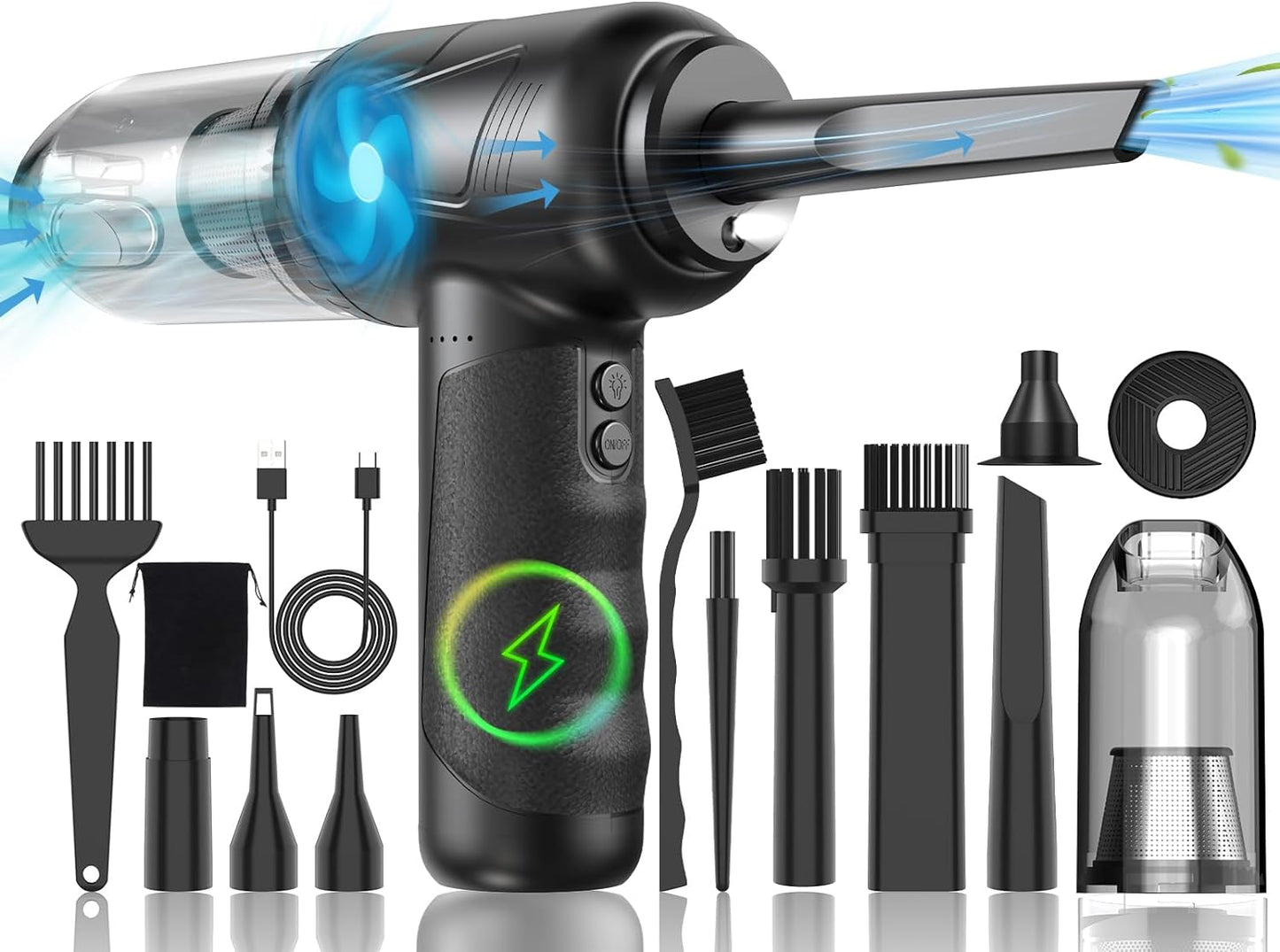 4-in-1 Electric Air Duster Vacuum Cleaner - 160,000 RPM Compressed Air Alternative - Keyboard PC Cleaning