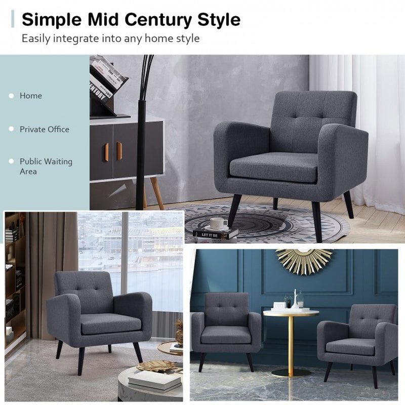 Contemporary Upholstered Accent Chair with Rubberwood Legs