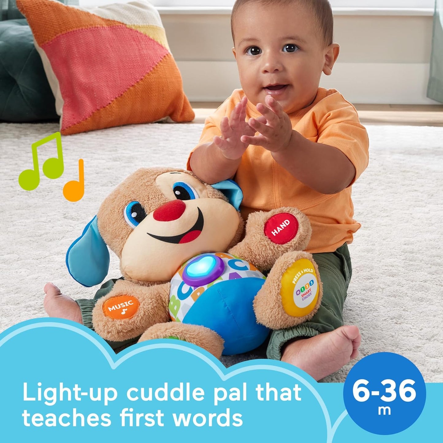 Laugh & Learn Smart Stages Musical Plush Puppy with Lights and Phrases for Infants 6 Months and Older