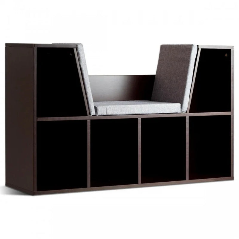 6-Cubby Children's Storage Bookcase with Integrated Cushioned Reading Nook