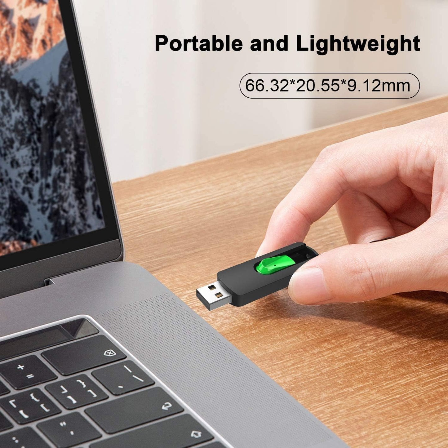 64GB USB 2.0 Flash Drive - Green Memory Stick for Data Storage and Transfer