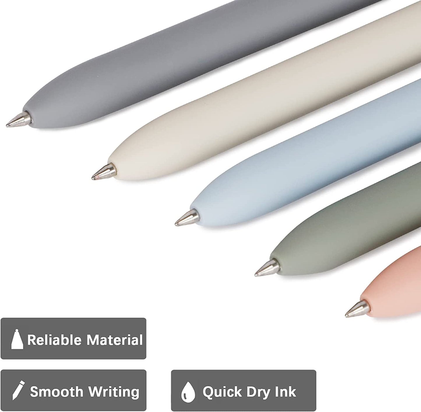 5 PCS Quick Dry Ink Pens, Gel Pens Fine Point Smooth Writing, Retractable 0.5 Mm Black Ink Pens, Rollerball Pens for Note Taking School Office Supplies, Cute Pens for Women Gifts(5Pens)