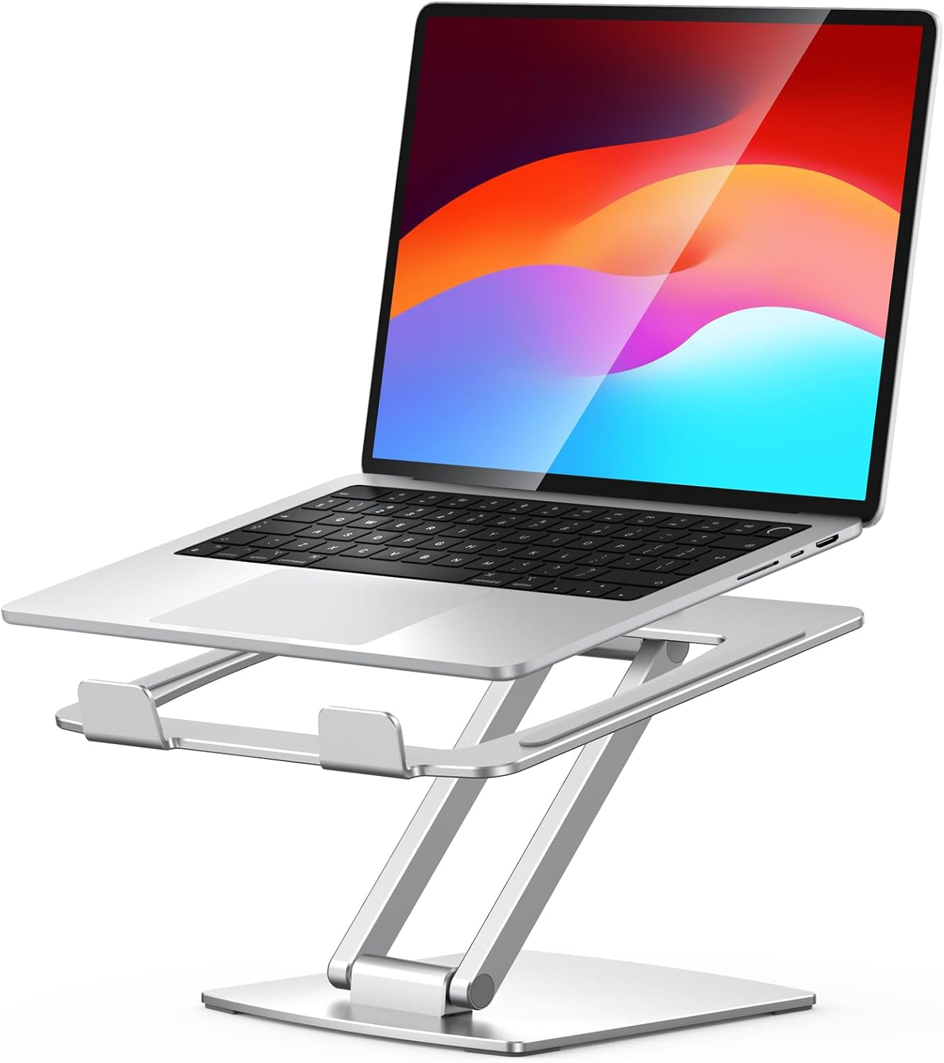 Adjustable Aluminum Laptop Stand for Desk - Ergonomic Riser for Improved Posture, Ventilated Cooling, and Portability