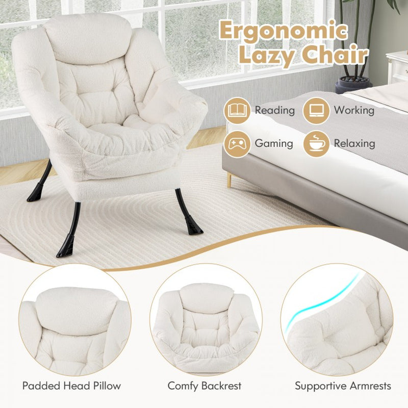 Sherpa Upholstered Accent Chair with Comfort Headrest